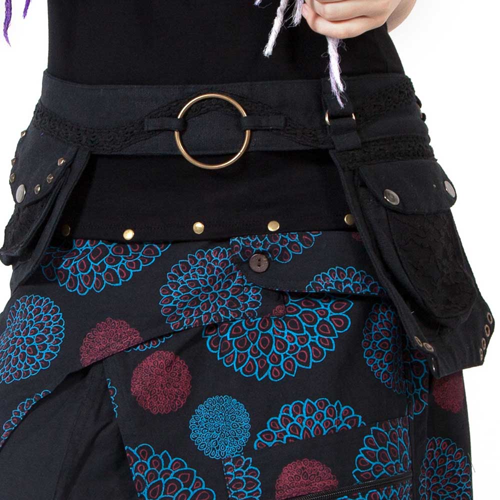 Heupriem met drie zakken en kanten details zwart - Hippie Elf Fantasy - Gekko